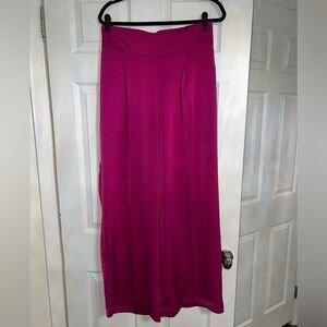 Express XL satin wide leg fuschia pant